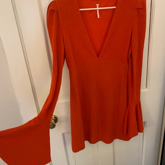 Free People size medium red long sleeve dress - Picture 4 of 5